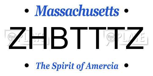 ZHBTTTZ Massachusetts License Plate