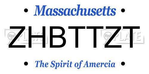 ZHBTTZT Massachusetts License Plate