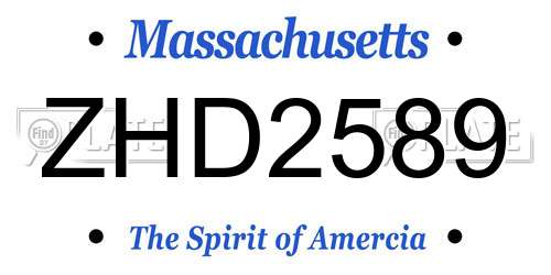ZHD2589 Massachusetts License Plate