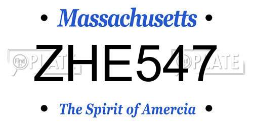 ZHE547 Massachusetts License Plate