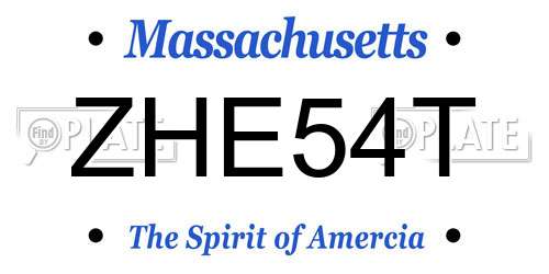 ZHE54T Massachusetts License Plate