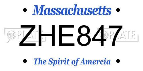 ZHE847 Massachusetts License Plate