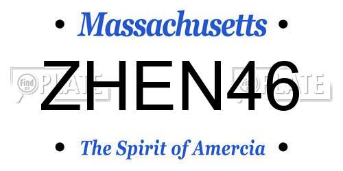 ZHEN46 Massachusetts License Plate