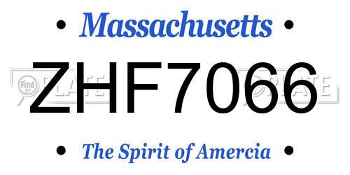 ZHF7066 Massachusetts License Plate