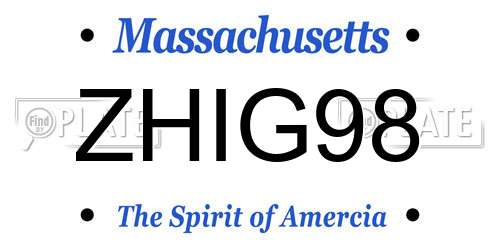 ZHIG98 Massachusetts License Plate