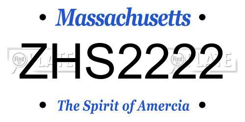 ZHS2222 Massachusetts License Plate