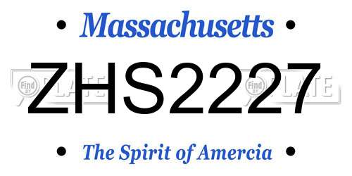ZHS2227 Massachusetts License Plate