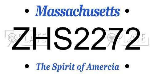 ZHS2272 Massachusetts License Plate