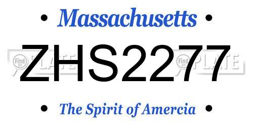 ZHS2277 Massachusetts License Plate
