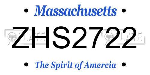 ZHS2722 Massachusetts License Plate