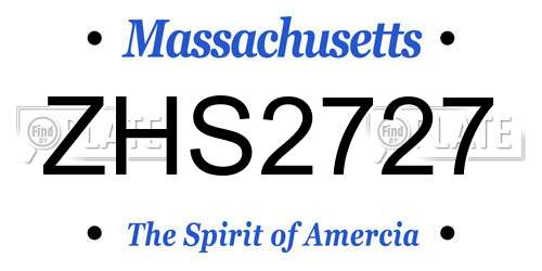 ZHS2727 Massachusetts License Plate