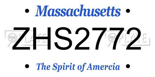 ZHS2772 Massachusetts License Plate