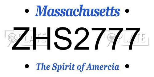 ZHS2777 Massachusetts License Plate