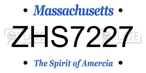ZHS7227 Massachusetts License Plate