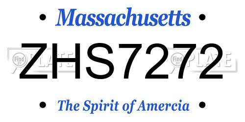ZHS7272 Massachusetts License Plate