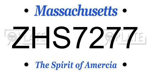 ZHS7277 Massachusetts License Plate