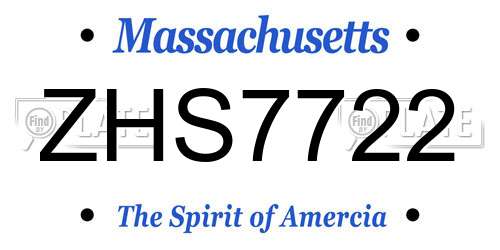 ZHS7722 Massachusetts License Plate