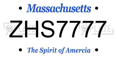 ZHS7777 Massachusetts License Plate