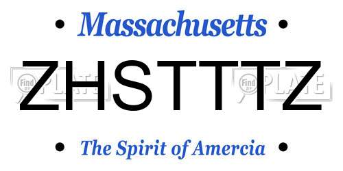 ZHSTTTZ Massachusetts License Plate