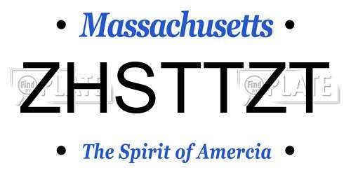 ZHSTTZT Massachusetts License Plate