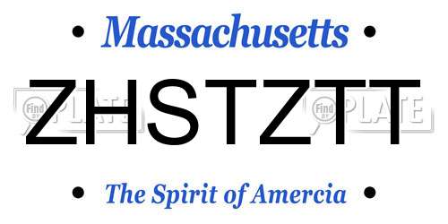 ZHSTZTT Massachusetts License Plate