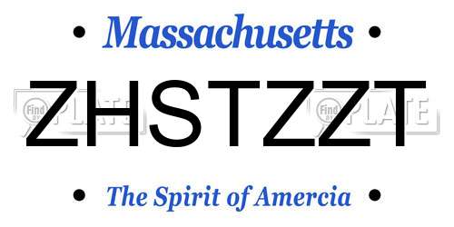 ZHSTZZT Massachusetts License Plate