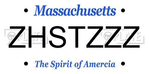 ZHSTZZZ Massachusetts License Plate
