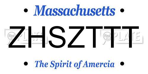ZHSZTTT Massachusetts License Plate