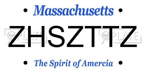 ZHSZTTZ Massachusetts License Plate