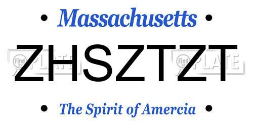 ZHSZTZT Massachusetts License Plate