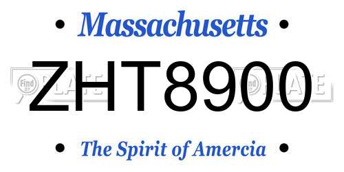ZHT8900 Massachusetts License Plate