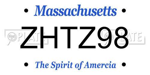 ZHTZ98 Massachusetts License Plate