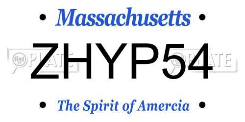 ZHYP54 Massachusetts License Plate