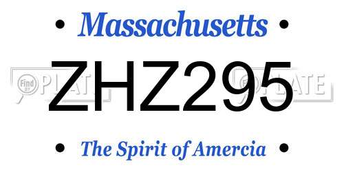 ZHZ295 Massachusetts License Plate