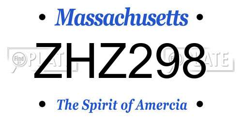 ZHZ298 Massachusetts License Plate