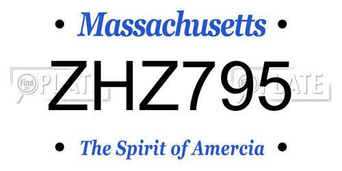 ZHZ795 Massachusetts License Plate