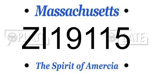 ZI19115 Massachusetts License Plate