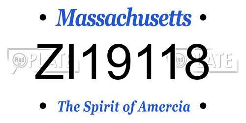 ZI19118 Massachusetts License Plate