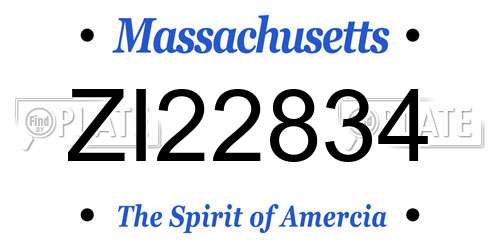 ZI22834 Massachusetts License Plate