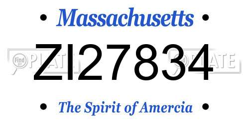 ZI27834 Massachusetts License Plate