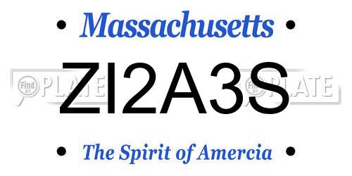 ZI2A3S Massachusetts License Plate