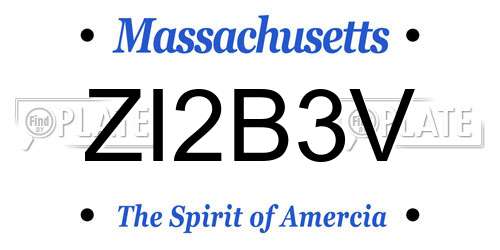 ZI2B3V Massachusetts License Plate