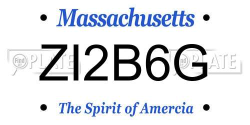 ZI2B6G Massachusetts License Plate
