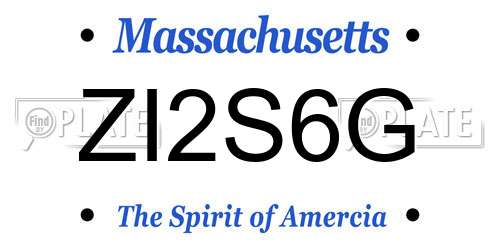 ZI2S6G Massachusetts License Plate