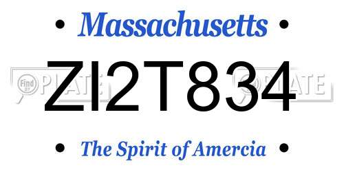 ZI2T834 Massachusetts License Plate