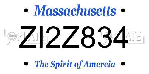 ZI2Z834 Massachusetts License Plate