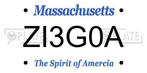 ZI3G0A Massachusetts License Plate