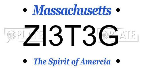 ZI3T3G Massachusetts License Plate