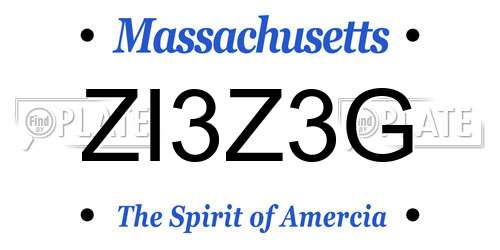 ZI3Z3G Massachusetts License Plate