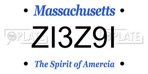 ZI3Z9I Massachusetts License Plate